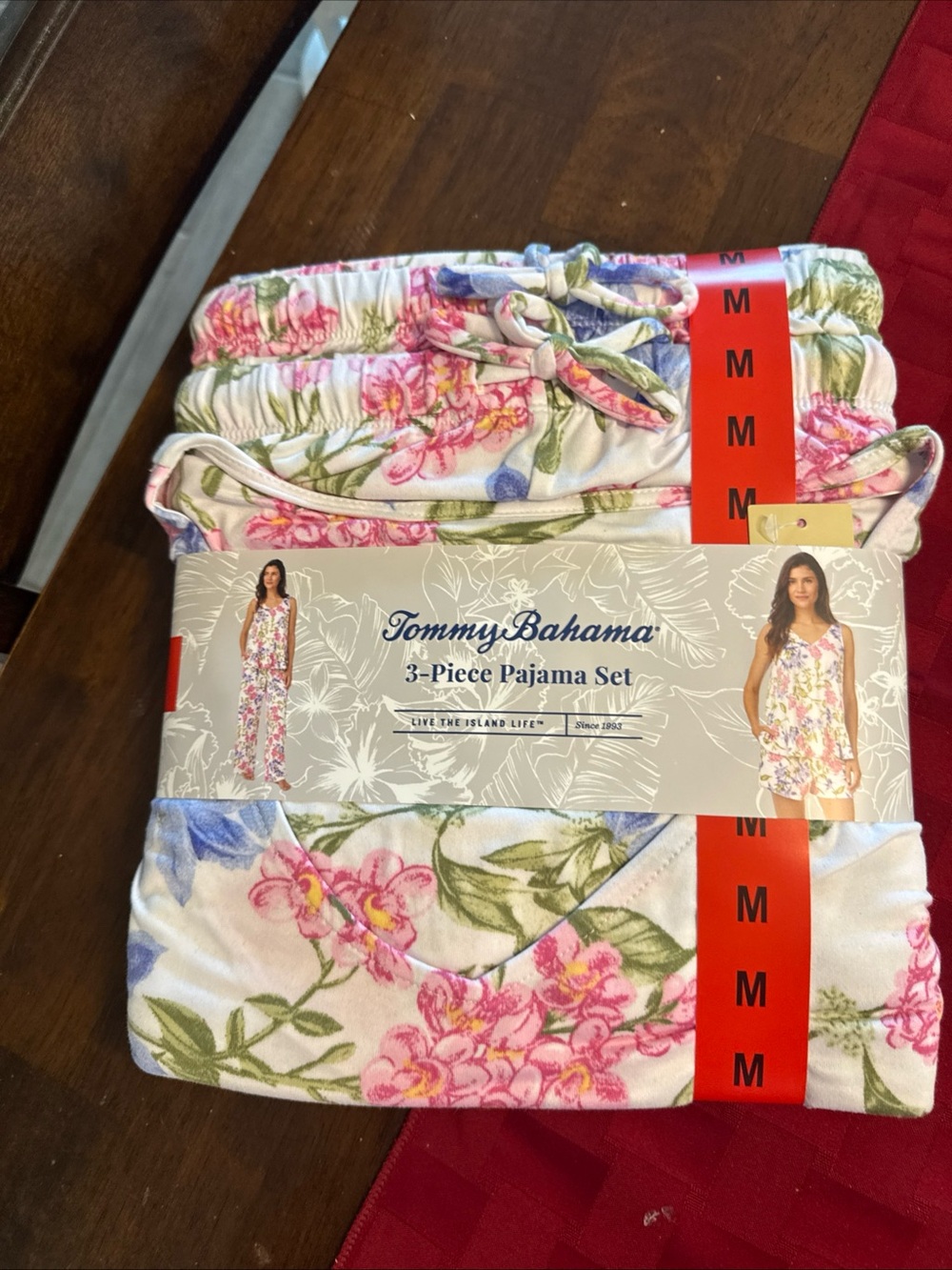 Tommy Bahama Women's 3-Piece Floral Pajama Set - Pink & Green